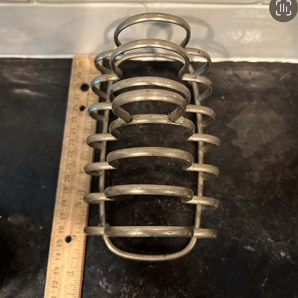 Antique Vintage French Silver Plate 6 Slice Toast Rack Letter Holder w/ Handle - Picture 9 of 11